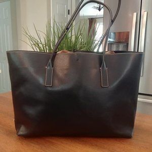 AUTH PRADA NAVY BLUE leather shoulder bag tote